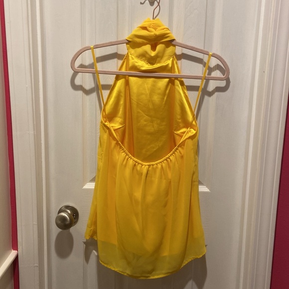 NWT New York & Co Eva Mendes Collection Golden Yellow Blouse Halter Top - Picture 6 of 16
